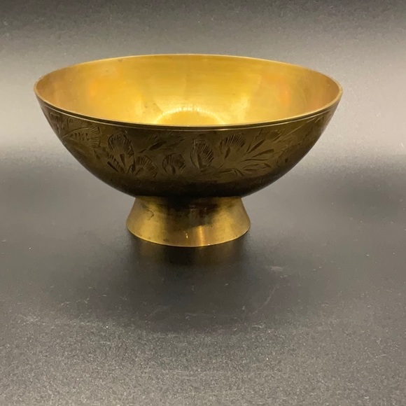 India Accents Vintage Brass Footed Etched Bowlcandy Dish Poshmark